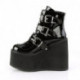chaussure boots gothique noires vernis triple boucles femme Demonia Cult