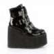 Bottines low boots gothique noires vernis triple boucles femme