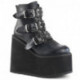 Bottine low boots gothique compensée noire triple boucles DemoniaCult femme