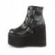 Chaussure gothique compensée noire triple boucles DemoniaCult femme