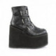 Bottine low boots gothique compensée noire triple boucles DemoniaCult femme