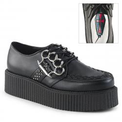 Creepers noir à rivets DemoniaCult "coup de poing américain" grande taille