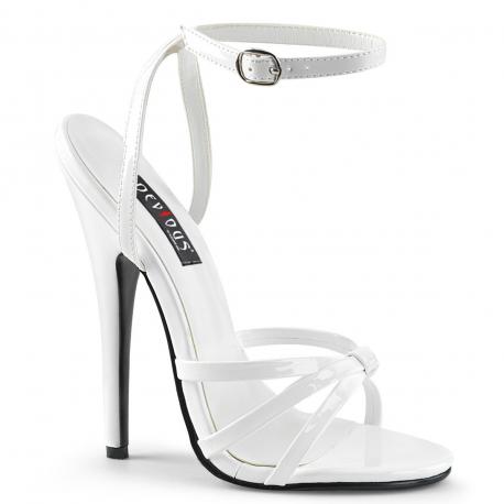 SANDALE SEXY HAUT TALON BLANCHE VERNIS TALON 15 CM