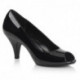 Escarpins noirs vernis talon moyen de 7 cm à bout ouvert
