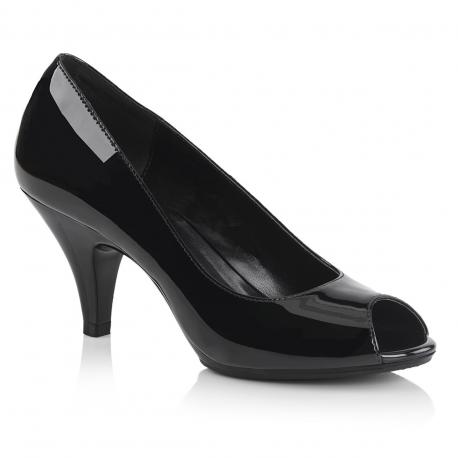 Escarpins noirs vernis talon moyen de 7 cm à bout ouvert