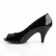 Escarpins noirs vernis talon moyen de 7 cm à bout ouvert