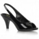 Escarpin talon moyen noir vernis à bride arrière et bout ouvert