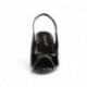 Escarpin talon moyen noir vernis à bride arrière et bout ouvert