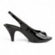 Escarpin talon moyen noir vernis à bride arrière et bout ouvert