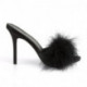 Mules noires à talon aiguille 10 cm à plumes taille 45