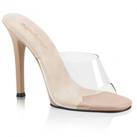 Mule a talon GALA-01 beige et transparent