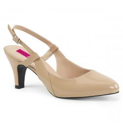 Escarpin crème verni bride arrière à talon moyen 7 cm