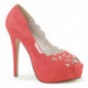 Escarpin pin up rose corail à plateforme et bout ouvert