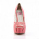 Escarpin sexy vintage rose corail à plateforme et bout ouvert