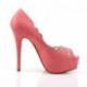 Escarpin pin up rose corail talon de 13 cm à plateforme et bout ouvert