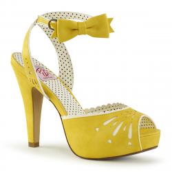 Chaussure vintage jaune à bride cheville et bout ouvert