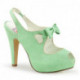 Escarpin rétro peep toe vert avec bride arrière et plateforme