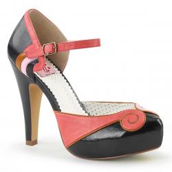 Escarpin pin up vintage saumon et noir talon haut et plateforme