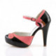 chaussure pin up rétro saumon et noir talon haut et plateforme