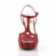 Sandale vintage à talon et petite plateforme rouge à bout ouvert et bride cheville