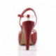 Sandale vintage à talon et petite plateforme rouge à bout ouvert et bride cheville