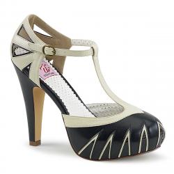 escarpin Pin up ouvert blanc et bleu haut talon