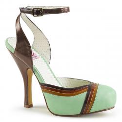 Chaussure vintage escarpin pin up à plateforme et bride cheville vert pastel