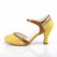 chaussure femme rétro ouverte bicolore jaune / marron