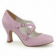 Chaussure pin up rose pastel années 50 à bout fleuri