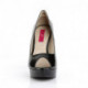 Escarpin noir vernis plateforme à haut talon aiguille sexy et bout ouvert - DISCOUNT petit prix grande taille 45