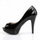 Escarpin noir vernis plateforme à haut talon aiguille sexy et bout ouvert - DISCOUNT petit prix grande taille 45