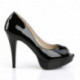 Escarpin noir vernis plateforme à haut talon aiguille sexy et bout ouvert - DISCOUNT petit prix grande taille 45