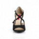 Sandales velours noires talon aiguille 10 cm a brides croisées et bout ouvert