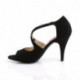 Sandales velours noires talon aiguille 10 cm a brides croisées et bout ouvert | Grande taille