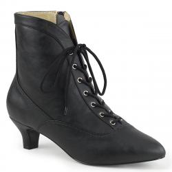 Chaussure victorienne noire mat à petit talon et lacet pour femme grande pointure du 39 au 46