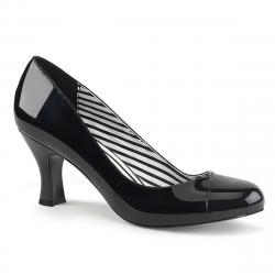 Escarpin noir vernis à talon bobine 7 cm et bout rond 