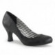 Escarpin noir mat à talon bobine 7 cm et bout rond 