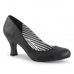 Escarpin noir mat à talon bobine 7 cm et bout rond 