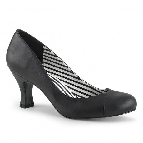 Escarpin noir mat à talon bobine 7 cm et bout rond 