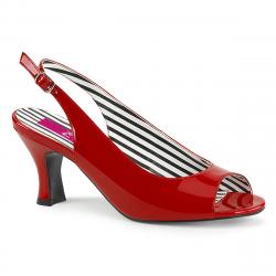 Escarpin bout ouvert à bride arrière rouge vernis grande taille du 39 au 46