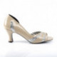 Escarpin beige à paillette avec talon bobine 7 cm et bout ouvert