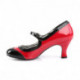 Chaussure rétro bicolore rouge - noir vernis à talon bobine