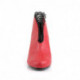 Bottine à talon bobine 7 cm rouge avec liseré de dentelle noire