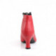 Bottine à talon bobine 7 cm rouge avec liseré de dentelle noire