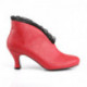 Bottine à talon bobine rétro rouge avec liseré de dentelle noire