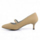 Escarpin Mary Jane beige à talon de 6 cm grande taille