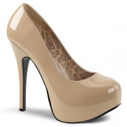 Escarpin burlesque nude vernis à talon aiguille 15 cm et semelle compensée - grande taille du 41 au 46