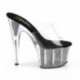 Chaussure pole dance plateforme transparente et noire à strass