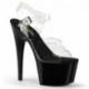Chaussure pole dance transparente talon 18 cm noir | Pleaser ADO708/C/B