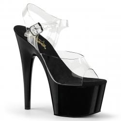 Chaussure pole dance transparente talon 18 cm noir | Pleaser ADO708/C/B